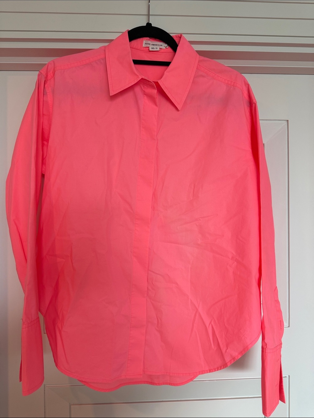 Good American Neon Pink Button-Down Shirt